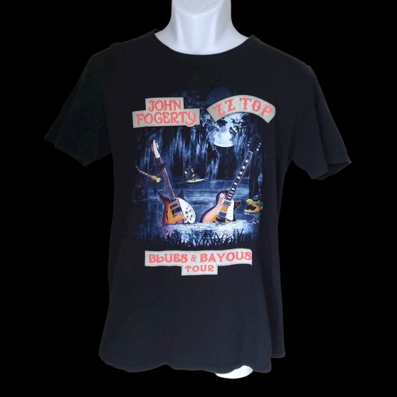 John Fogerty and ZZ TOP Blues and Bayou tour 2018 t-shirt - Picture 1 of 6